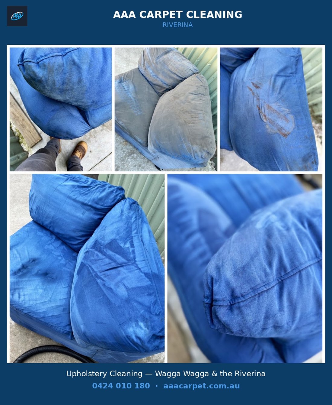 AAA Carpet Cleaning upholstery cleaning before and after